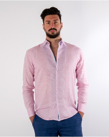 CAMICIA UOMO LUCIANO FUCSIA 100% LINO