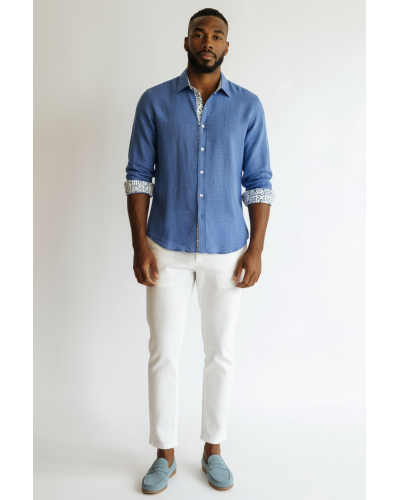 CAMICIA UOMO ZAFFIRO 100% LINO