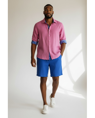 CAMICIA UOMO FUCSIA 100% LINO