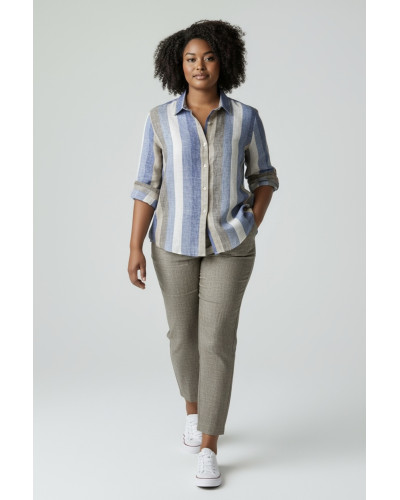 CAMICIA STELLA RIGA LEGNO IN PURO LINO