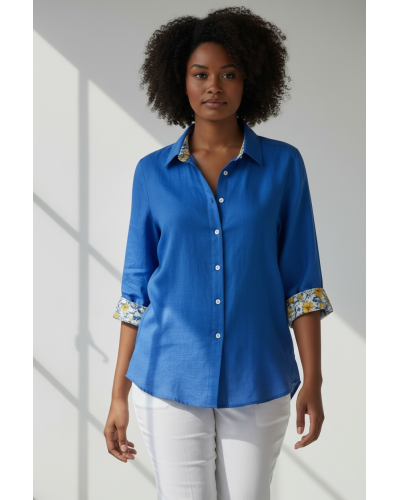 CAMICIA STELLA INDACO IN PURO LINO