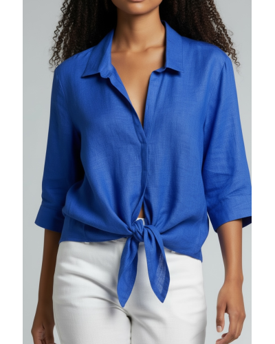 BLUSA MARY INDACO 100% LINO